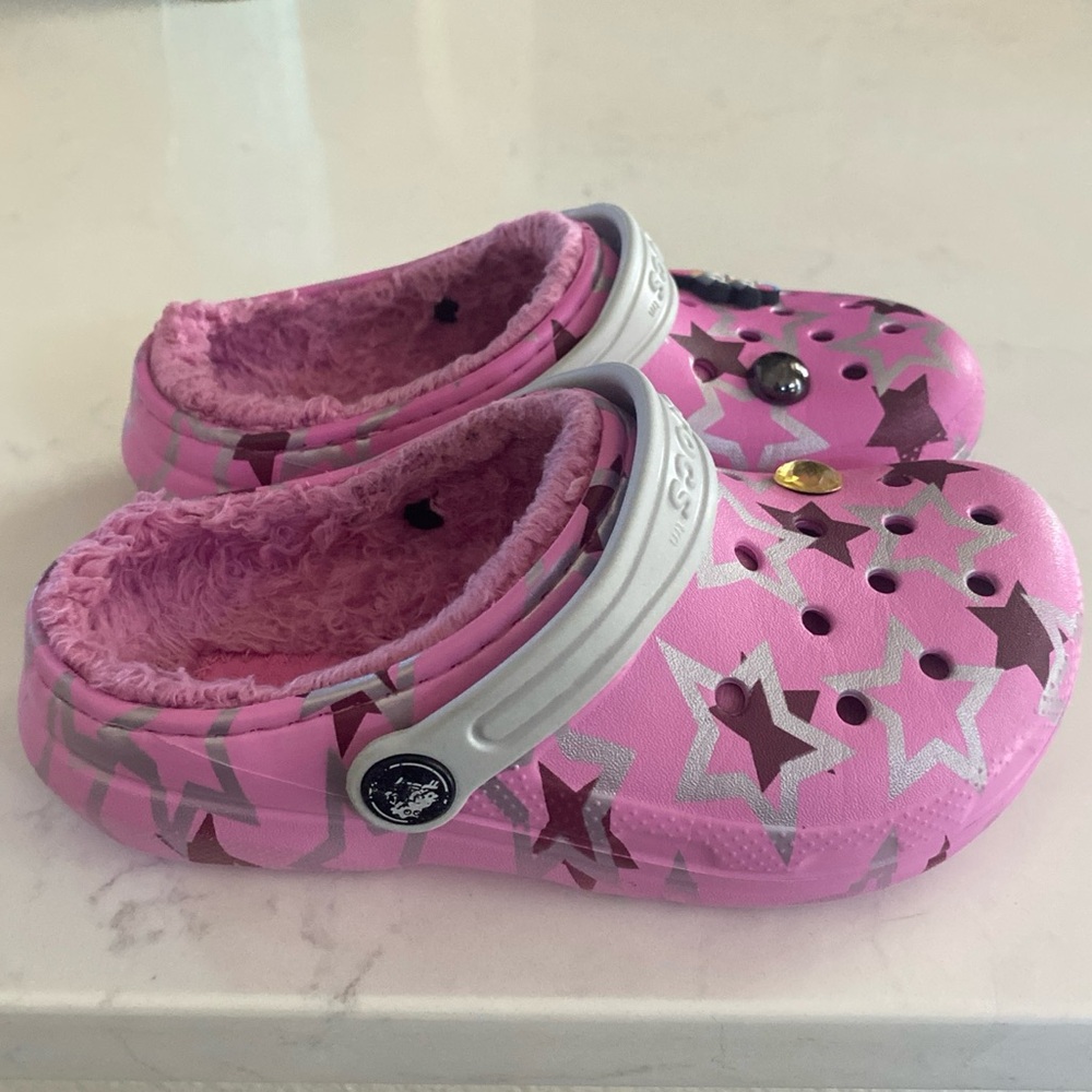 Crocs Kids Classic Disco Dance Party Clog Shoes Stars/Pink Size C13
